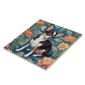 Schattigee Chihuahua William Morris geïnspireerd F Tegeltje (Zijkant)