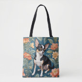 Schattigee Chihuahua William Morris geïnspireerd F Tote Bag (Voorkant)