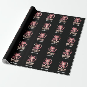 Schattigee Chill Cat op de Beat Trendy Design Cadeaupapier