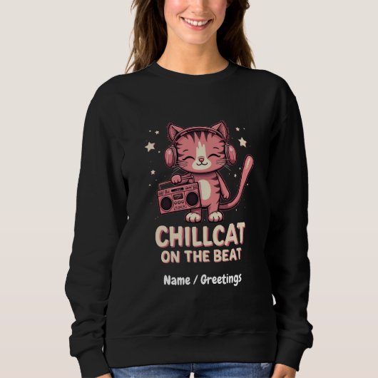 Schattigee Chill Cat op de Beat Trendy Design Trui (Voorkant)