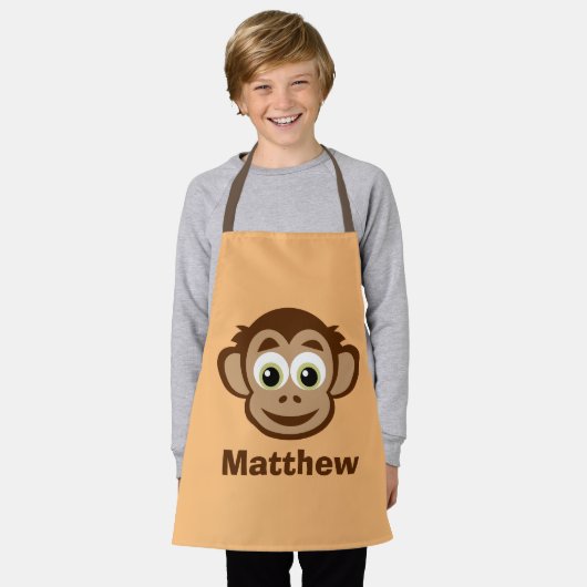 Schattigee chimp aap cartoon gepersonaliseerde kin schort (Gedragen)