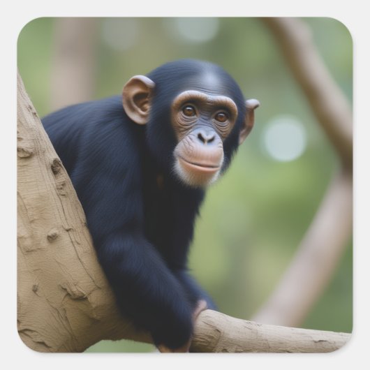 Schattigee Chimp-Sticker Vierkante Sticker (Voorkant)