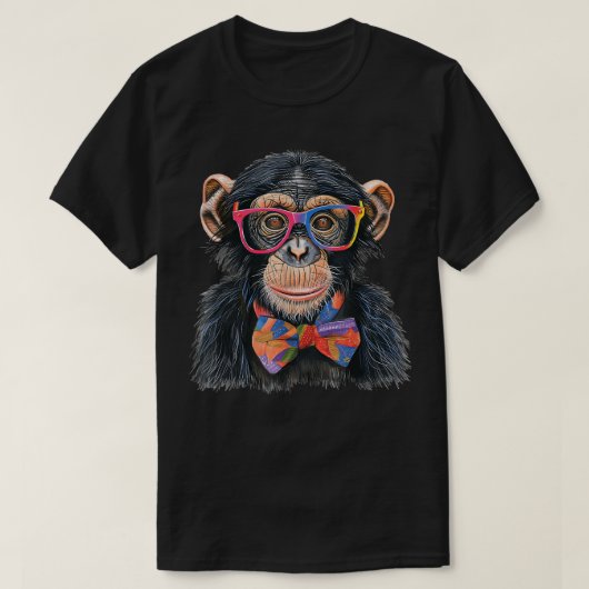 Schattigee Chimpansee en Bowtie Chimpansee T-shirt (Design voorkant)