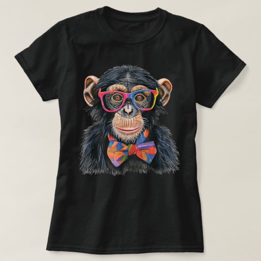 Schattigee Chimpansee en Bowtie Chimpansee T-shirt (Design voorkant)