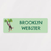 Schattigee chimpansee in oerwoud cartoon gepersona labels (Design 2)