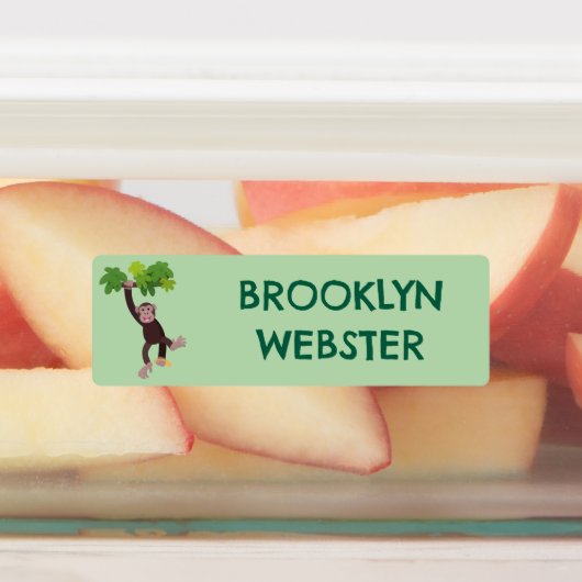 Schattigee chimpansee in oerwoud cartoon gepersona labels (Aangebracht)