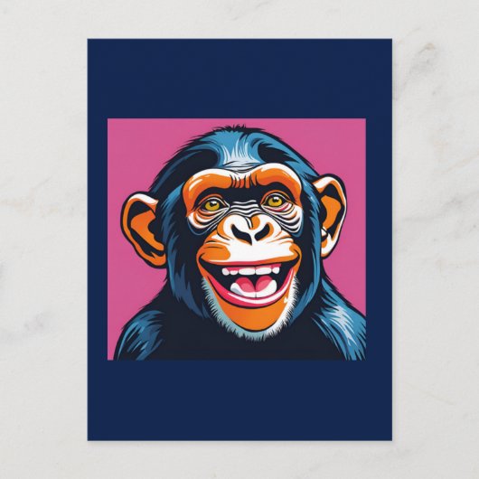 Schattigee chimpansee lacht briefkaart (Voorkant)