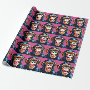 Schattigee chimpansee lacht cadeaupapier