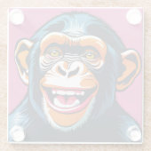 Schattigee chimpansee lacht glazen onderzetter (Achterkant)