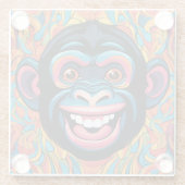 Schattigee chimpansee lacht glazen onderzetter (Achterkant)