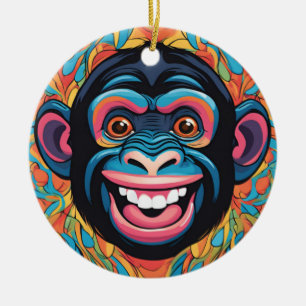 Schattigee chimpansee lacht keramisch ornament
