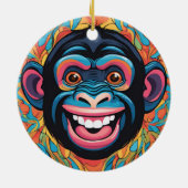 Schattigee chimpansee lacht keramisch ornament (Achterkant)