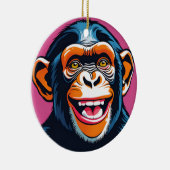 Schattigee chimpansee lacht keramisch ornament (Rechts)