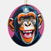 Schattigee chimpansee lacht keramisch ornament (Links)