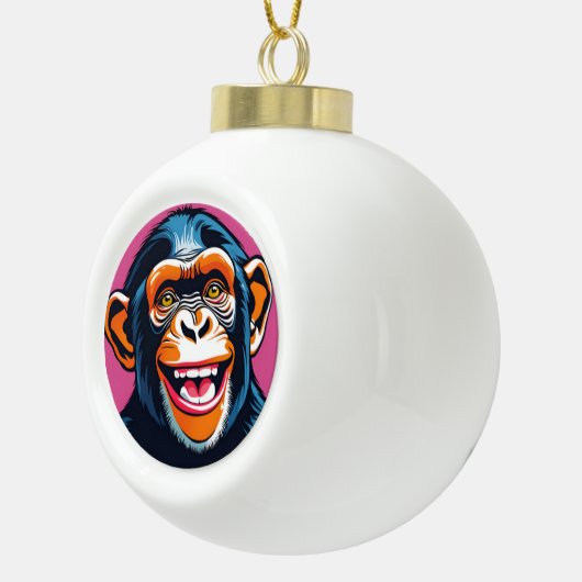 Schattigee chimpansee lacht keramische bal ornament (Rechts)