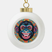 Schattigee chimpansee lacht keramische bal ornament (Voorkant)