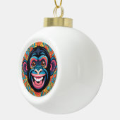 Schattigee chimpansee lacht keramische bal ornament (Rechts)