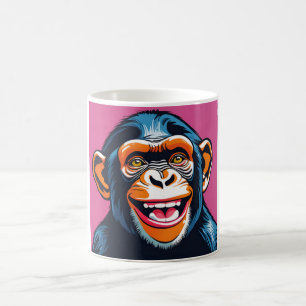 Schattigee chimpansee lacht koffiemok