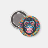 Schattigee chimpansee lacht magneet (Voorkant / Achterkant)