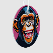 Schattigee chimpansee lacht ornament (voorkant)