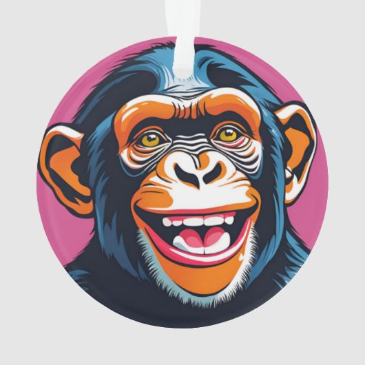 Schattigee chimpansee lacht ornament (achterkant)