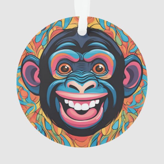 Schattigee chimpansee lacht ornament (achterkant)