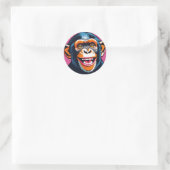 Schattigee chimpansee lacht ronde sticker (Tas)