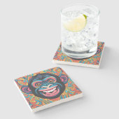 Schattigee chimpansee lacht stenen onderzetter (Zijkant)