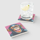 Schattigee chimpansee lacht stenen onderzetter (Zijkant)