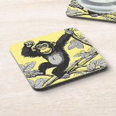 Schattigee chimpansee op de tak begroet bier onderzetter (Linkerzijde)