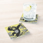 Schattigee chimpansee op de tak begroet glazen onderzetter (Schuin)