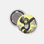 Schattigee chimpansee op de tak begroet magneet (Voorkant / Achterkant)