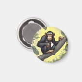 Schattigee chimpansee op de tak begroet magneet (Voorkant / Achterkant)