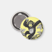 Schattigee chimpansee op de tak begroet magneet (Voorkant / Achterkant)