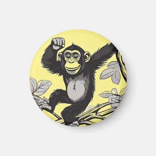 Schattigee chimpansee op de tak begroet magneet (Voorkant)
