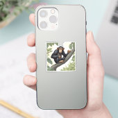 Schattigee chimpansee op de tak begroet sticker (Telefoon)