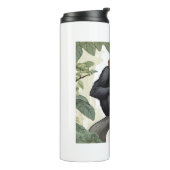 Schattigee chimpansee op de tak begroet thermosbeker (Gedraaid links)