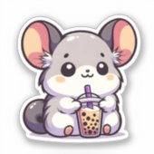 Schattigee chinchilla met bubbelthee sticker (Voorkant)