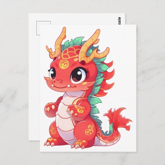 Schattigee Chinese draak Briefkaart (Voorkant / Achterkant)