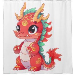 Schattigee Chinese draak Douchegordijn