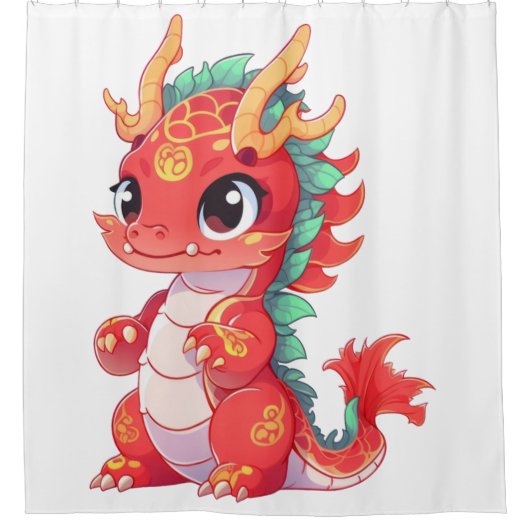Schattigee Chinese draak Douchegordijn (Voorkant)