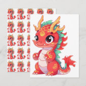 Schattigee Chinese draak Notitiekaartje (Voorkant / Achterkant)