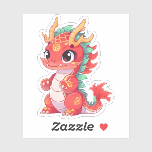 Schattigee Chinese draak Sticker (Vel)