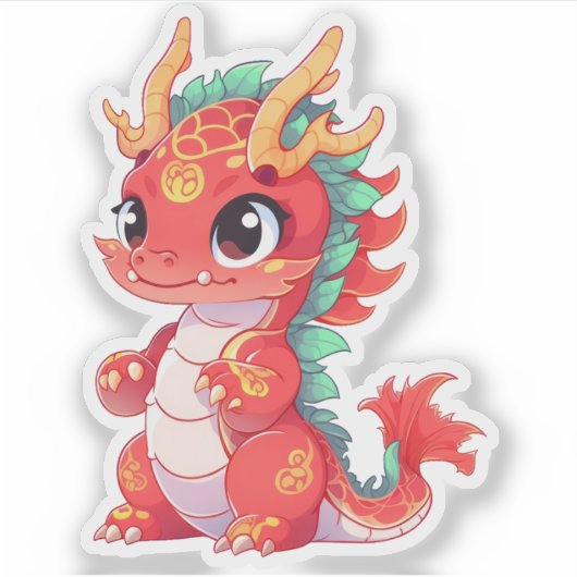 Schattigee Chinese draak Sticker (Voorkant)