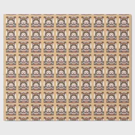 SCHATTIGEE CHINESE GOD VAN RIJKDOM CADEAUPAPIER (Vlak)