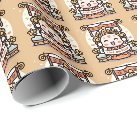 SCHATTIGEE CHINESE GOD VAN RIJKDOM CADEAUPAPIER (Rol Hoek)