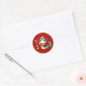 Schattigee Chinese Snake Chinees Nieuwjaarskostuum Ronde Sticker (Envelop)