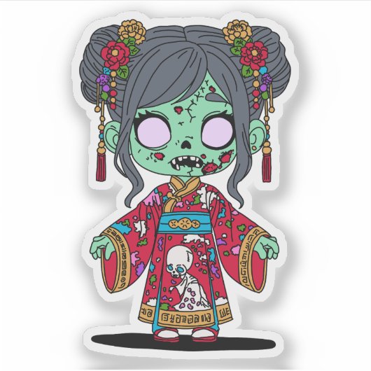 Schattigee Chinese zombie Sticker (Voorkant)