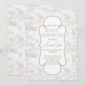 Schattigee Chinoiserie Toile de Jouy baby shower Kaart (Voorkant / Achterkant)