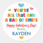 Schattigee Chip Bag School Valentijnsdag Ronde Sticker (Voorkant)